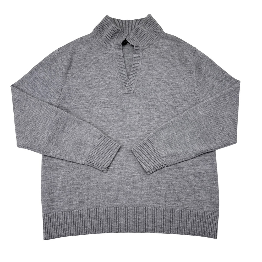 Banana Republic Sweater Mens Size XL Gray Pullover Merino Wool Knit Collared